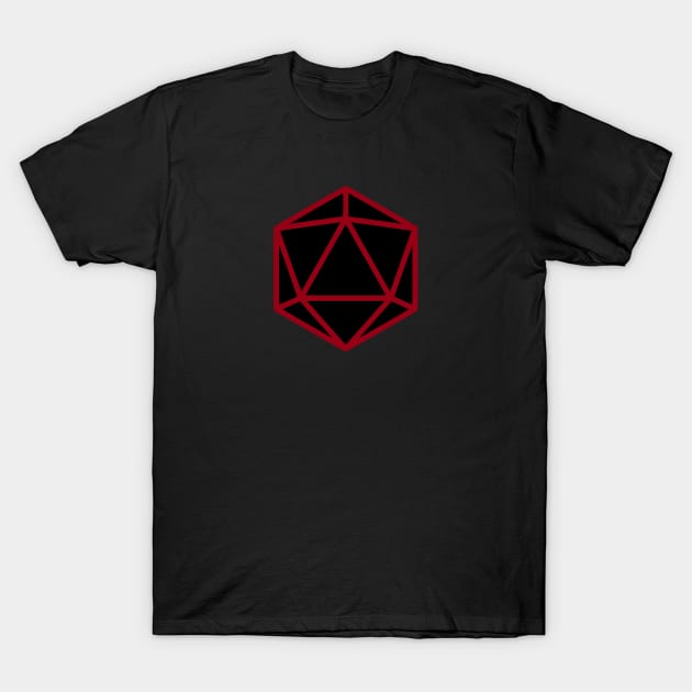 Simplistic Red And Black D20 T-Shirt by Kerillian